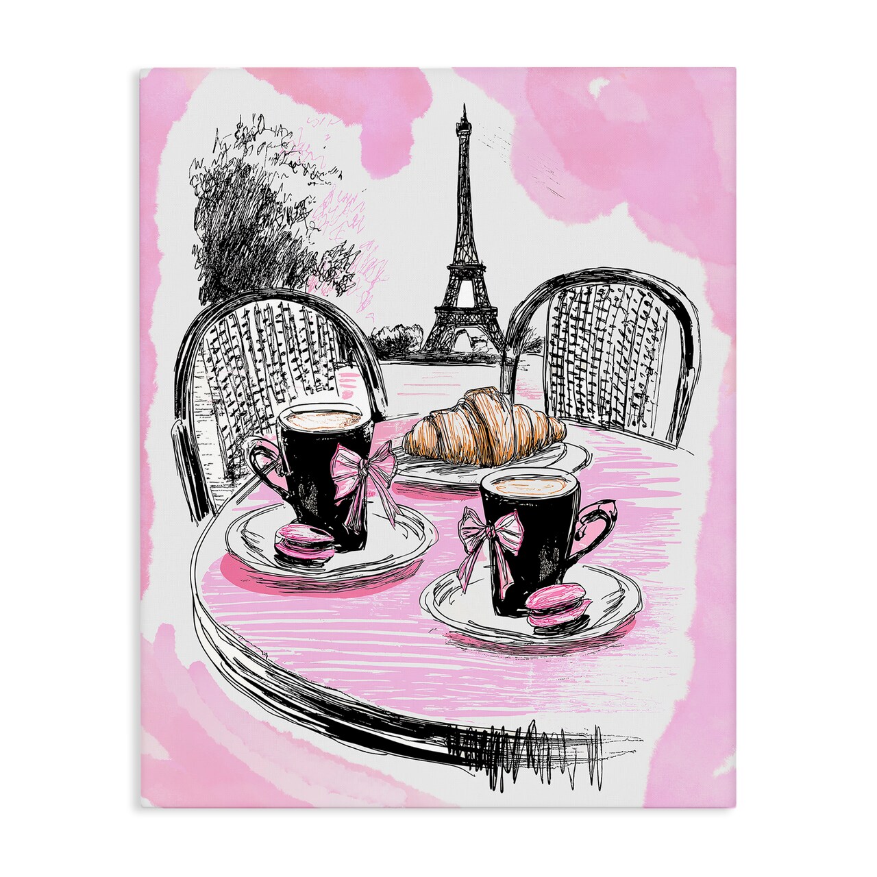 Stupell Industries Pink Parisian Cafe Breakfast Canvas, design by Jess Stempel
